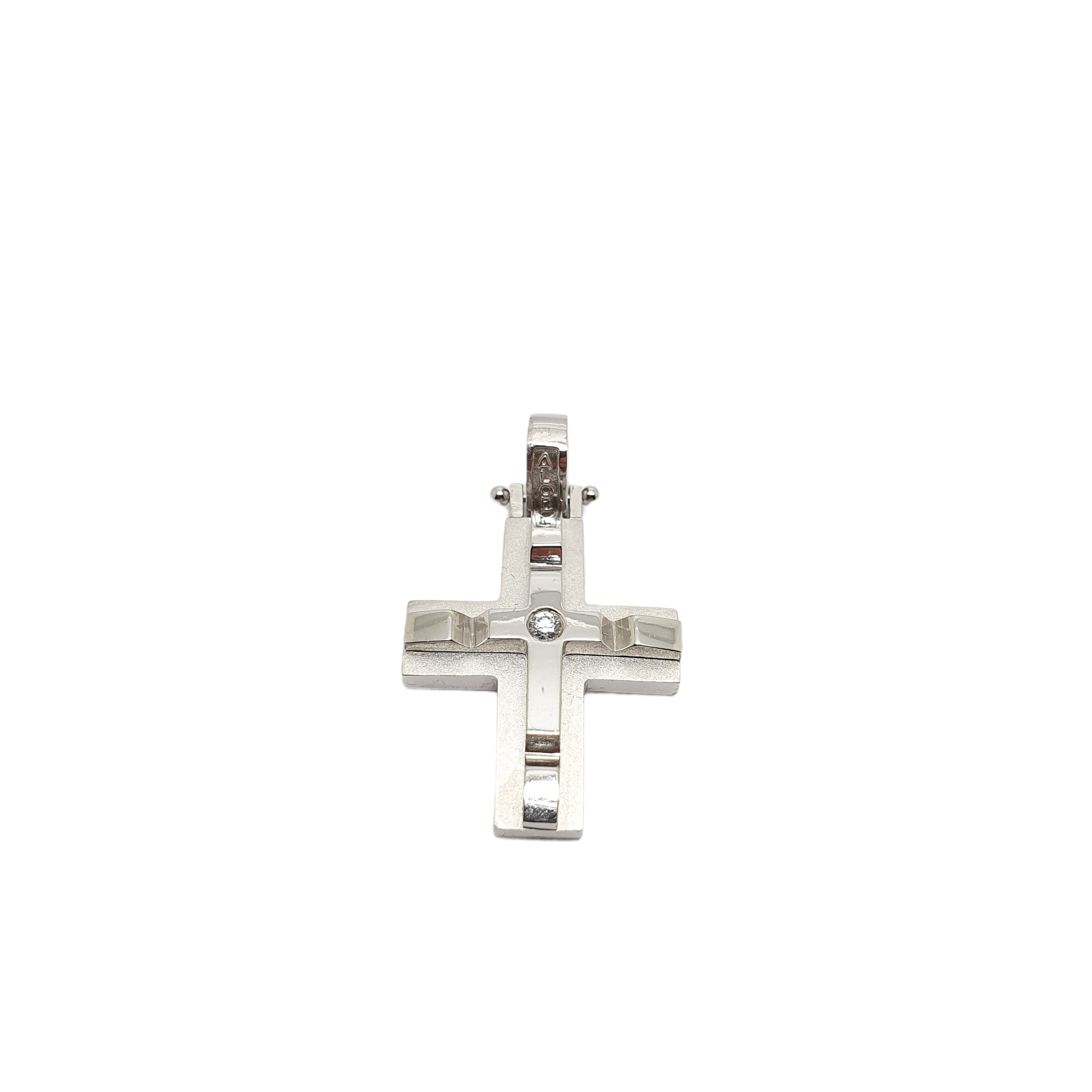 Croce in oro bianco k14 con zirconia cubica (code H1899)